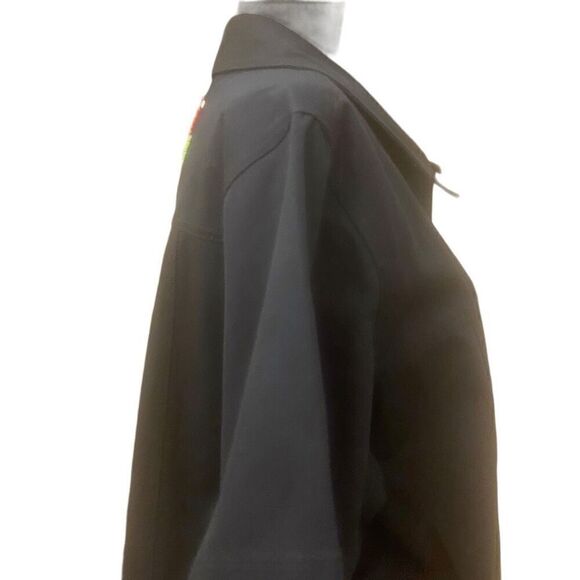 Quaker Factory Black‎ Lightweight Jacket with Embroidered Flamingos Sz L - Picture 7 of 14